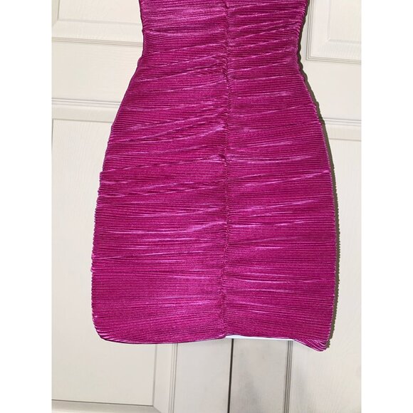 Purple Ruched Mini Dress With Adjustable Spaghetti Straps - Picture 7 of 8